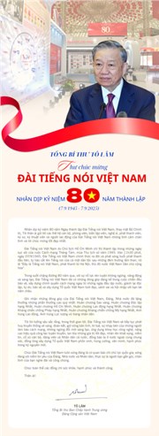 Tổng bí thư Tô Lâm gửi thư chúc mừng Đài Tiếng nói Việt Nam